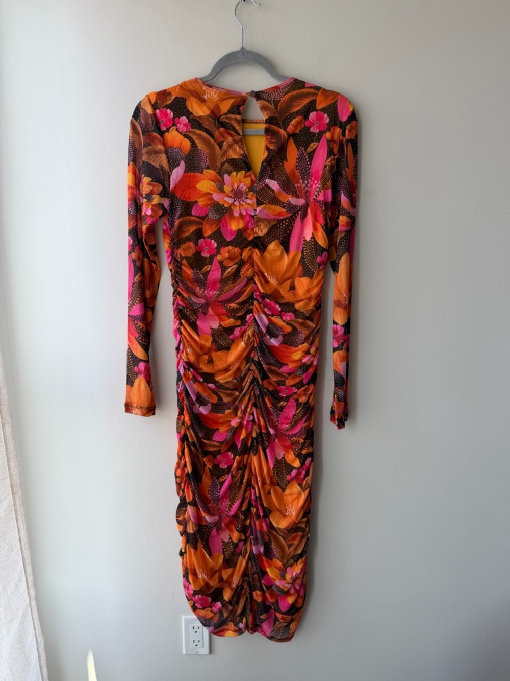 Farm Rio NWT Ruched Floral Midi Dress - Picture 7 of 7